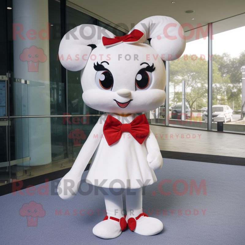 White But mascot costume character dressed with a Mini Dress and Bow ties White But mascot costume character dressed with a Mini Dress and Bow ties