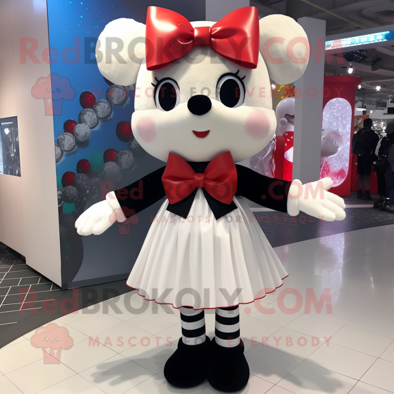 White But mascot costume character dressed with a Mini Dress and Bow ties White But mascot costume character dressed with a Mini Dress and Bow ties