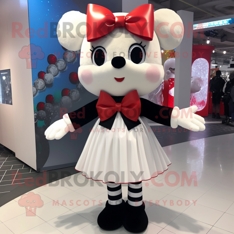 White But mascot costume character dressed with a Mini Dress and Bow ties