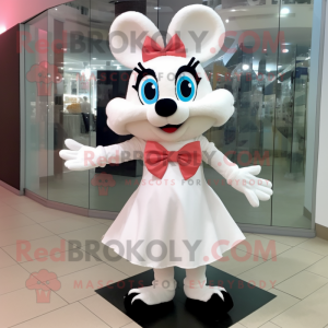 White But mascot costume character dressed with a Mini Dress and Bow ties