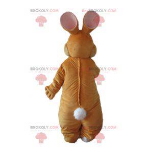 Mascote coelho marrom e branco macio e elegante - Redbrokoly.com