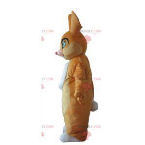 Mascote coelho marrom e branco macio e elegante - Redbrokoly.com