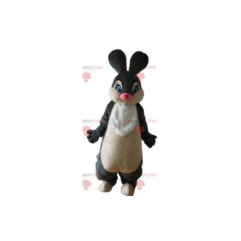 Mascotte de lapin noir et blanc doux et élégant - Redbrokoly.com