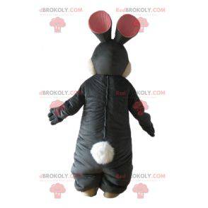 Mascotte coniglio bianco e nero morbido ed elegante -