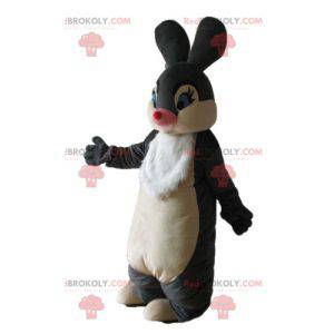 Mascotte coniglio bianco e nero morbido ed elegante -