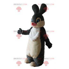 Mascotte coniglio bianco e nero morbido ed elegante -