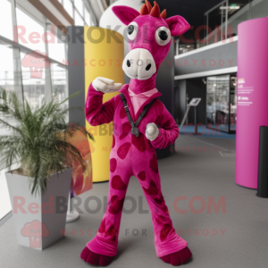 Magenta Giraffe maskot...