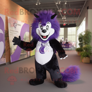Lavender Skunk mascot costume character dressed with a V-Neck Tee and Ties