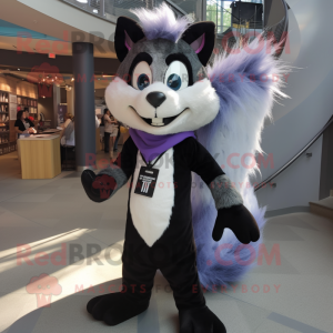 Lavender Skunk mascot costume character dressed with a V-Neck Tee and Ties