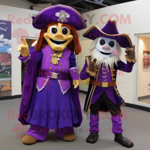 Lila Pirate maskot kostym...