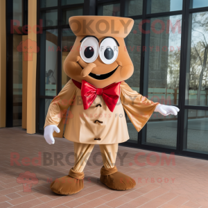 Tan Goulash mascot costume character dressed with a Turtleneck and Bow ties
