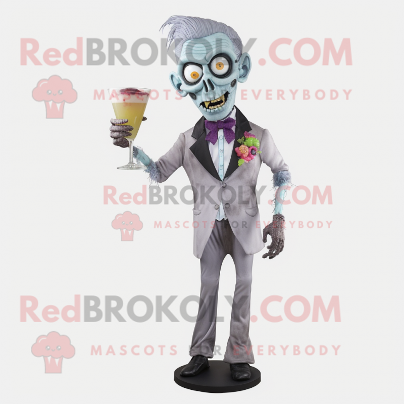 Gray Zombie mascot costume character dressed with a Cocktail Dress and Pocket squares Gray Zombie mascot costume character dressed with a Cocktail Dress and Pocket squares