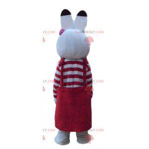 Mascota de conejo blanco con un vestido rojo - Redbrokoly.com