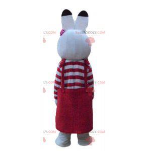 Wit konijn mascotte met een rode jurk - Redbrokoly.com
