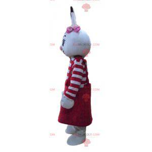 Hvit kaninmaskott med rød kjole - Redbrokoly.com