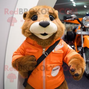 Orange Marmot maskot kostym...