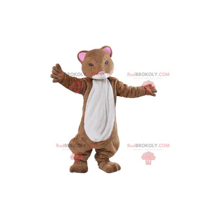 Mascote de hamster furão marrom e branco - Redbrokoly.com