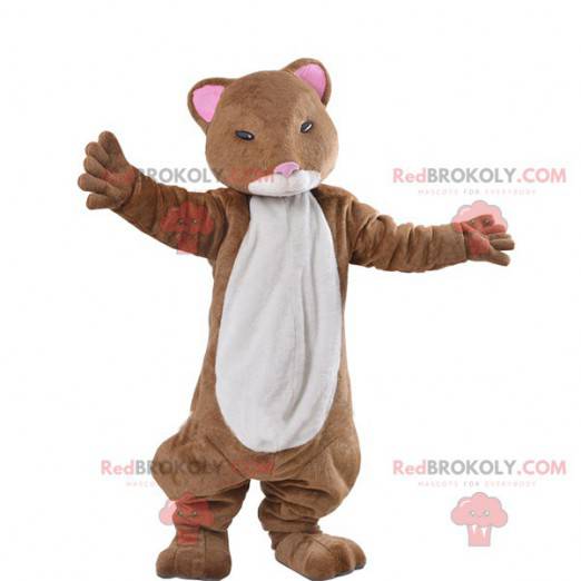 Mascote de hamster furão marrom e branco - Redbrokoly.com