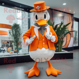 Orange Swan maskot kostume...