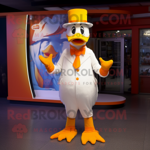 Orange Swan maskot kostym...