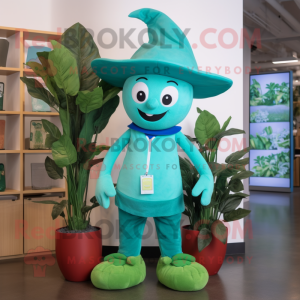 Teal Beanstalk maskot...