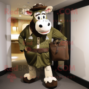Olive Hereford Cow maskot...