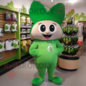 Olive Bunch Of Shamrocks mascot costume character dressed with a Joggers and Coin purses