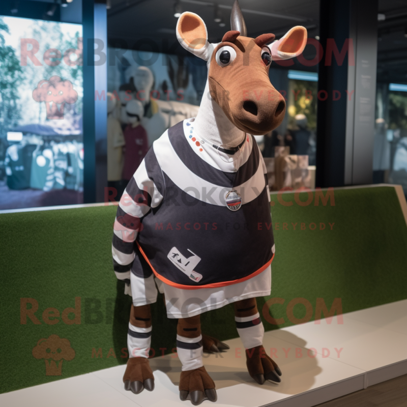 nan Okapi mascot costume character dressed with a T-Shirt and Cummerbunds