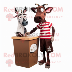 nan Okapi mascot costume character dressed with a T-Shirt and Cummerbunds