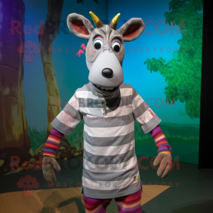 nan Okapi mascot costume character dressed with a T-Shirt and Cummerbunds