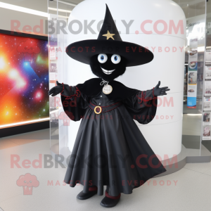 Black Magician mascot costume character dressed with a Wrap Skirt and Shoe clips