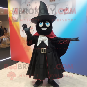 Black Magician mascot costume character dressed with a Wrap Skirt and Shoe clips