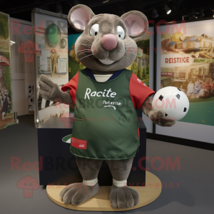 Olive Ratatouille mascot costume character dressed with a Rugby Shirt and Keychains