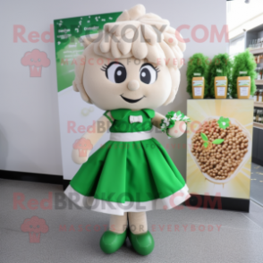 Beige Bunch Of Shamrocks mascot costume character dressed with a Cocktail Dress and Keychains