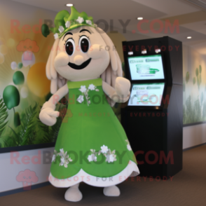 Beige Bunch Of Shamrocks mascot costume character dressed with a Cocktail Dress and Keychains