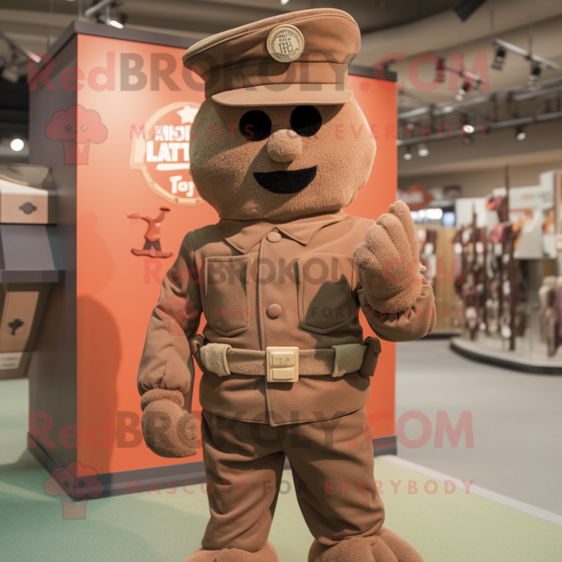 Rust Army Soldier mascot costume character dressed with a Polo Tee and Mittens Rust Army Soldier mascot costume character dressed with a Polo Tee and Mittens