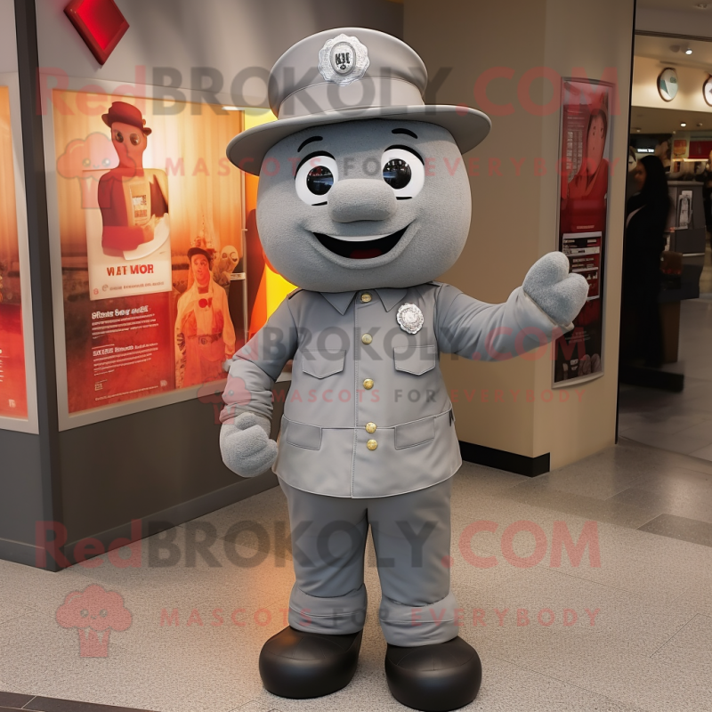 Gray Fire Fighter mascot costume character dressed with a Empire Waist Dress and Beanies