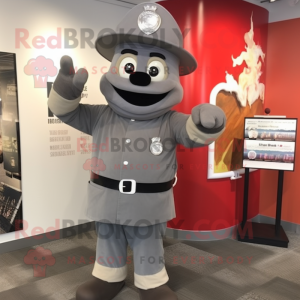 Gray Fire Fighter mascot costume character dressed with a Empire Waist Dress and Beanies