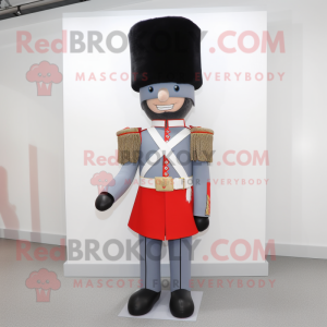 Gray British Royal Guard mascot costume character dressed with a Shorts and Hats