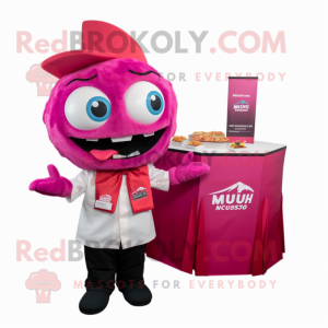 Magenta Sushi mascot costume character dressed with a Polo Shirt and Ties