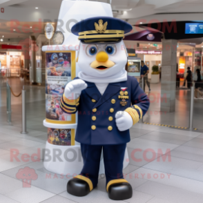 Navy Chief mascot costume character dressed with a Jumpsuit and Handbags