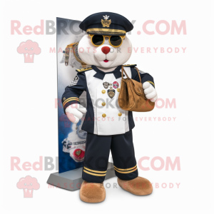 Navy Chief mascot costume character dressed with a Jumpsuit and Handbags