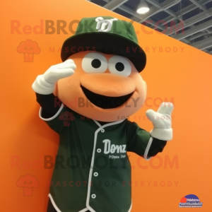 Peach Baseball Glove mascot costume character dressed with a V-Neck Tee and Berets