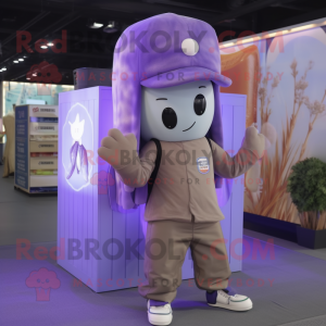 Lavender Jellyfish mascot costume character dressed with a Cargo Pants and Beanies