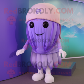 Lavender Jellyfish mascot costume character dressed with a Cargo Pants and Beanies