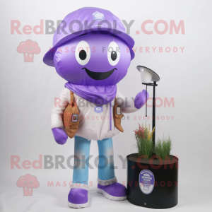 Lavender Jellyfish mascot costume character dressed with a Cargo Pants and Beanies