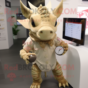 Beige Triceratops mascotte...