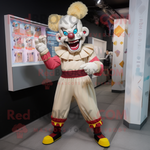 Beige Evil Clown mascot costume character dressed with a Leggings and Wallets