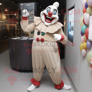 Beige Evil Clown mascot costume character dressed with a Leggings and Wallets