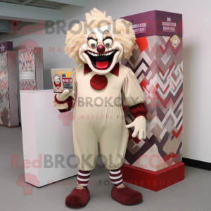 Beige Evil Clown mascot costume character dressed with a Leggings and Wallets